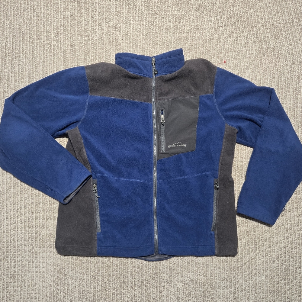 Eddie Bauer Blue and Charcoal Fleece Jacket